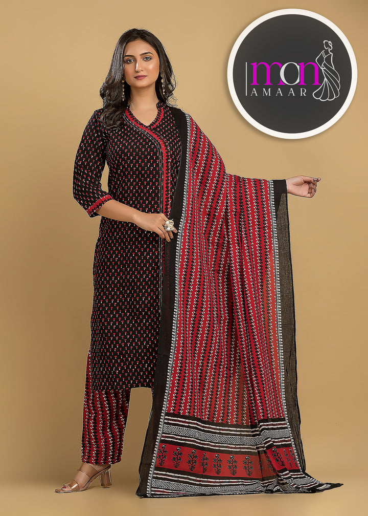 Breath Taking Angrakha Style Designer Kurti Set