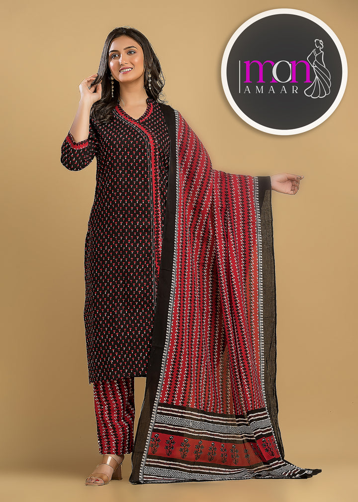 Breath Taking Angrakha Style Designer Kurti Set