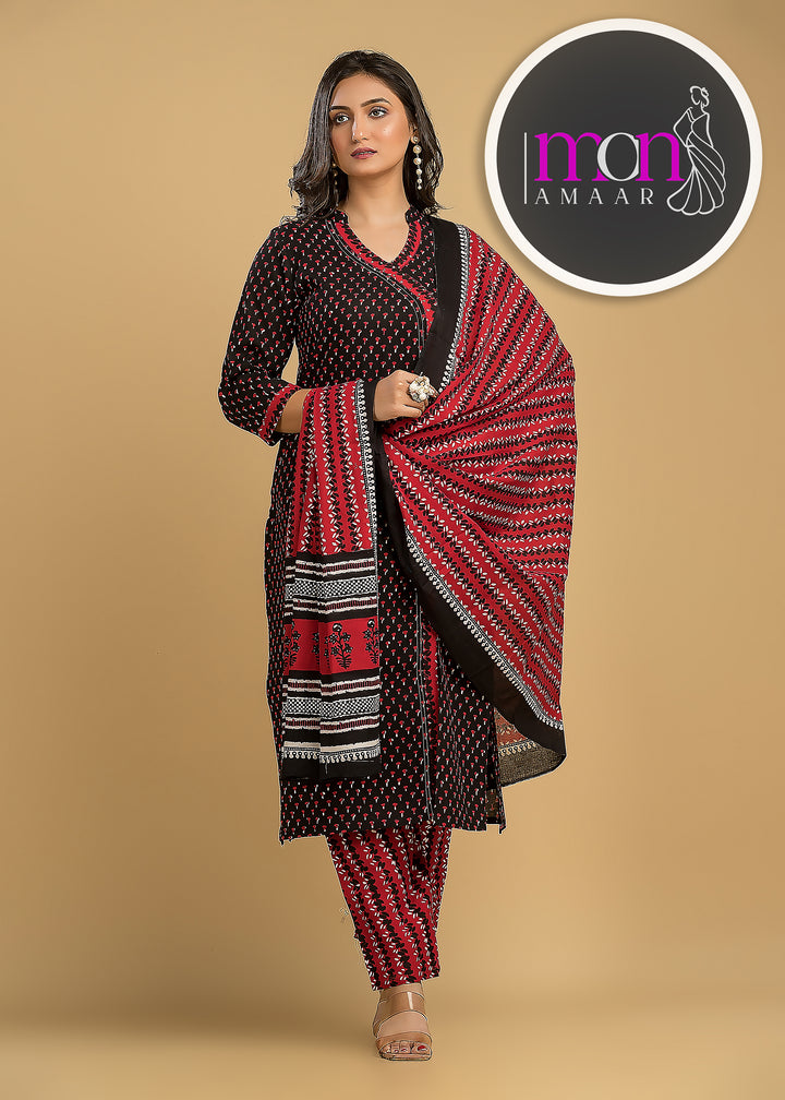 Breath Taking Angrakha Style Designer Kurti Set