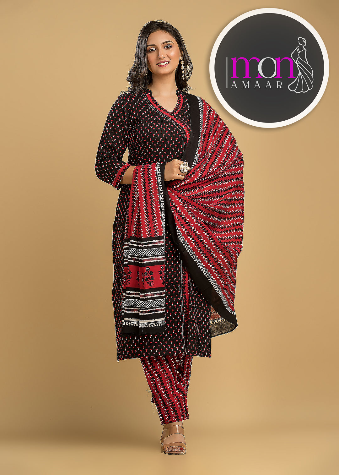 Breath Taking Angrakha Style Designer Kurti Set