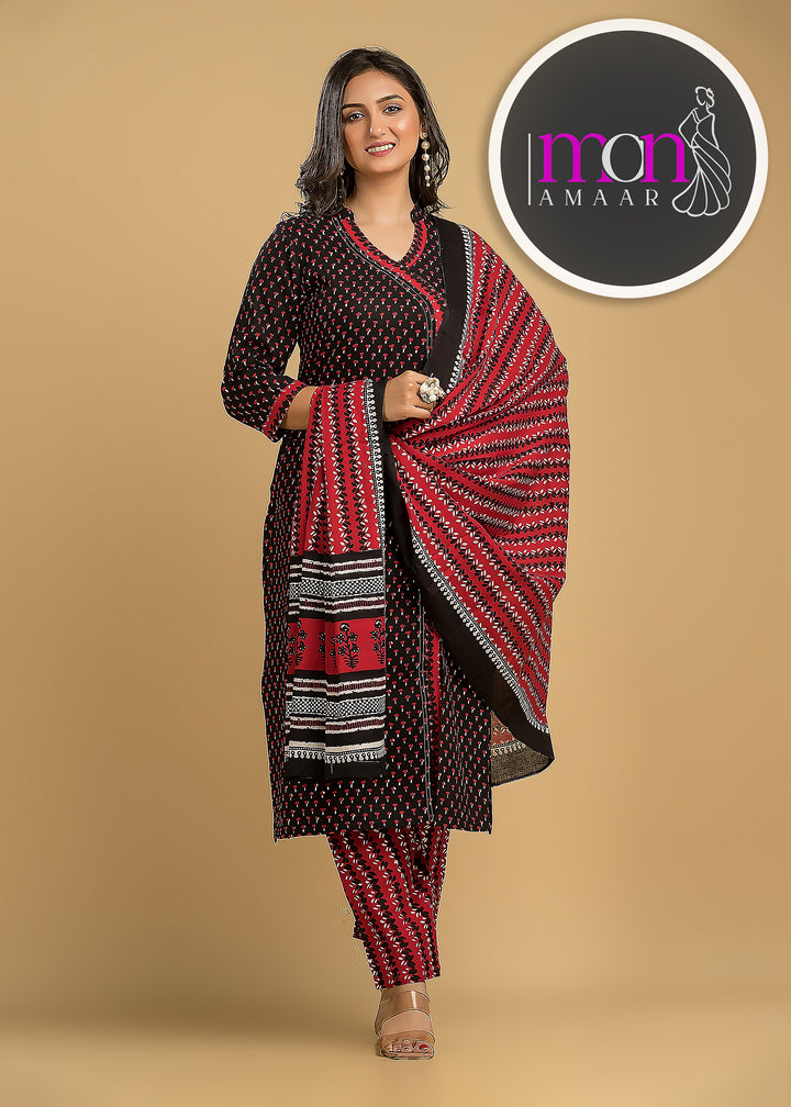 Breath Taking Angrakha Style Designer Kurti Set