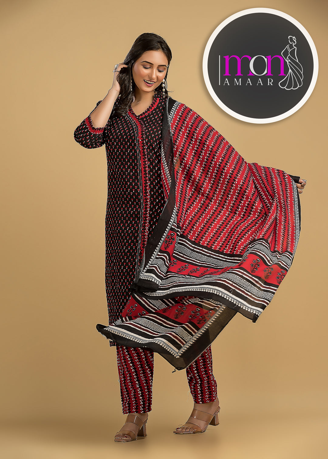 Breath Taking Angrakha Style Designer Kurti Set