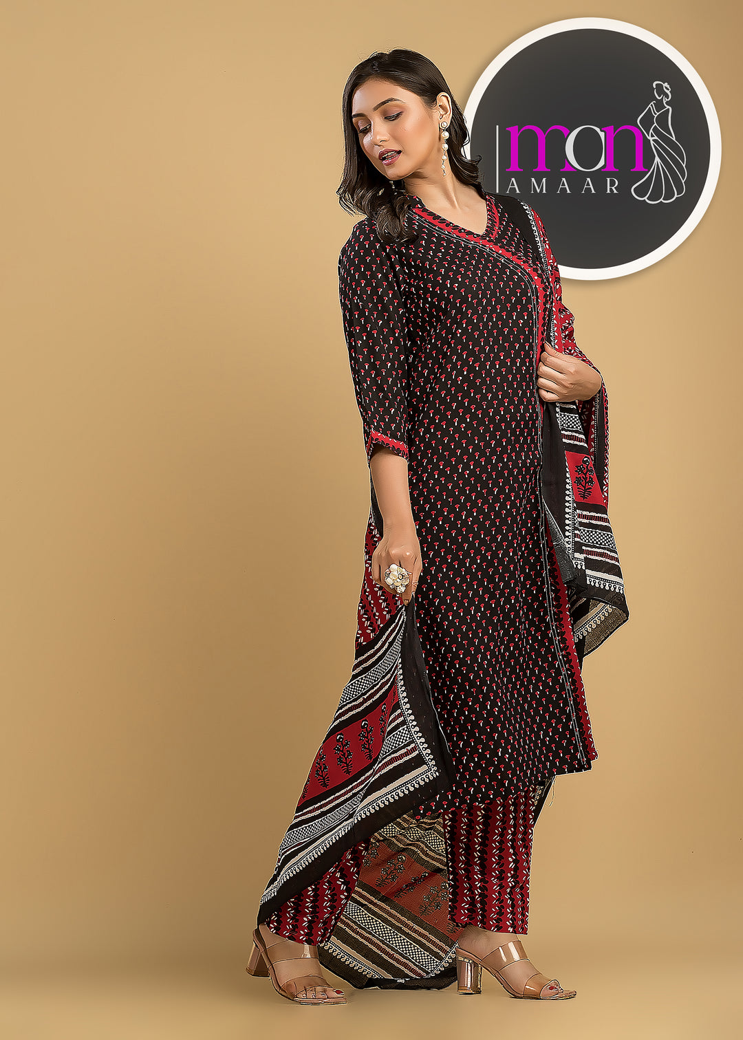 Breath Taking Angrakha Style Designer Kurti Set