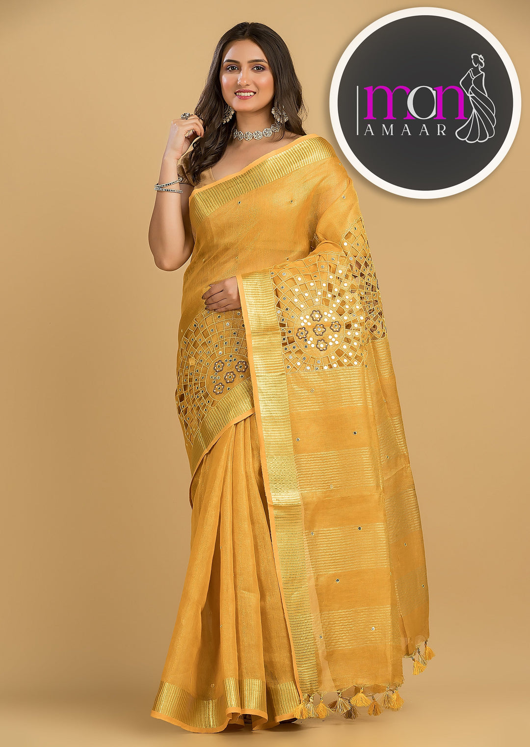 Worth Of A Queen's Crown( Pure Tissue Linen Saree)