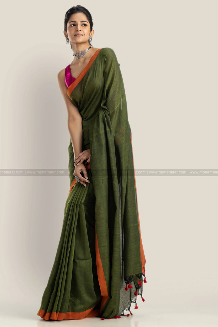 Repeated Chorus- Khadi Cotton Saree (Green)