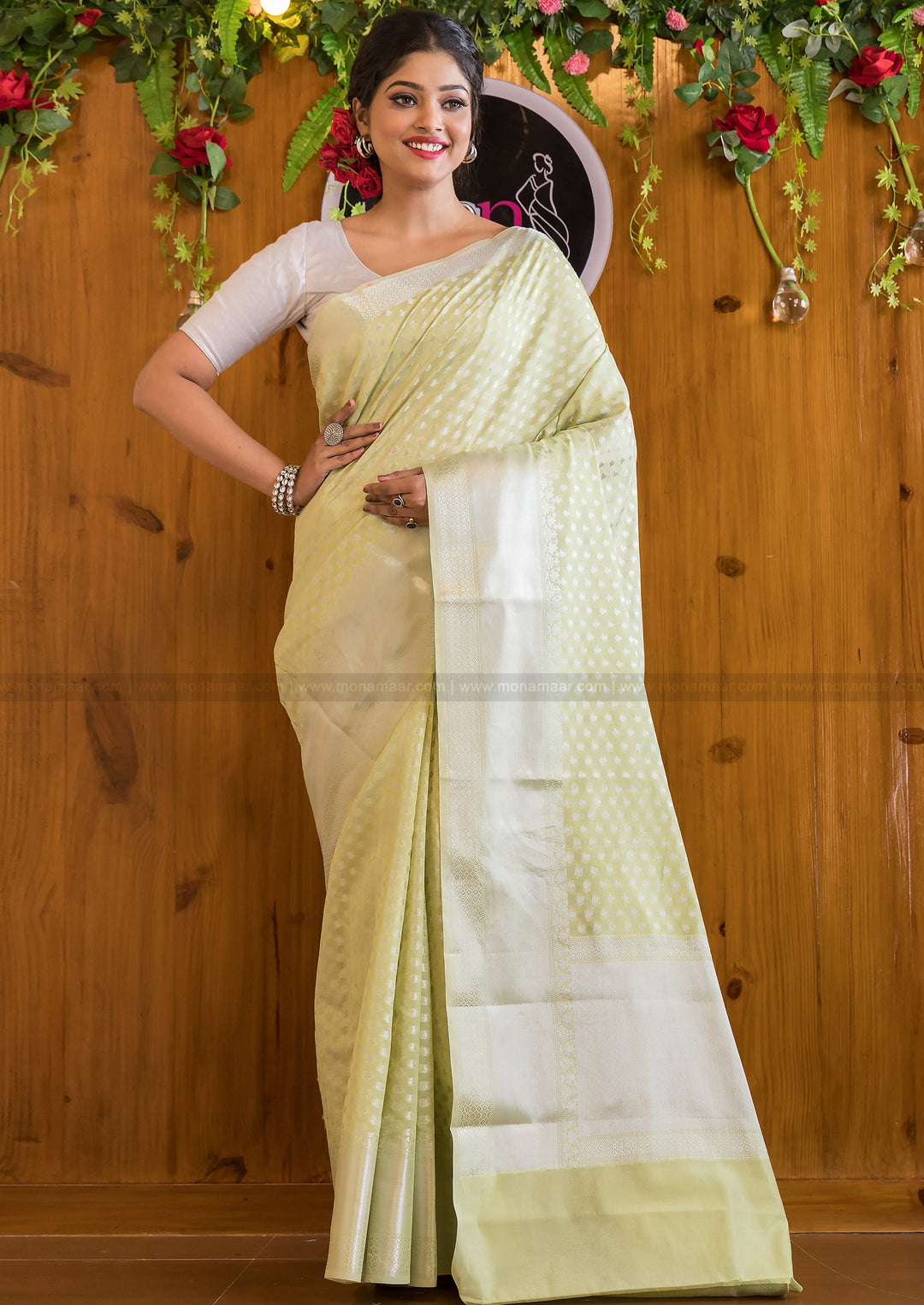 The Silver Buti Banarasi Cotton Silk Saree
