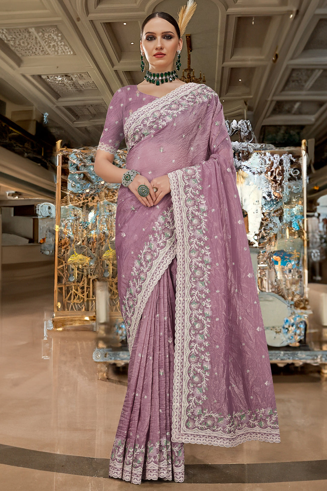 Autumn Song Tissue Georgette Silk Saree