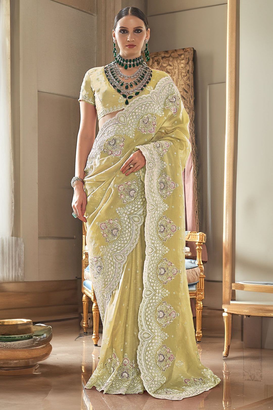 Autumn Song Tissue Georgette Silk Saree