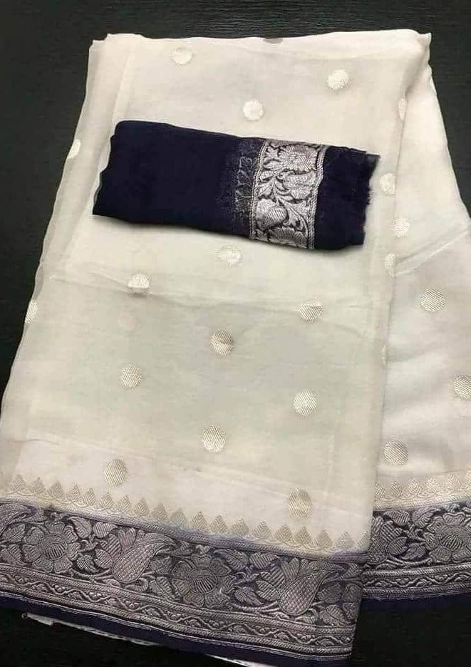 Legacy Of Khaddi Chiffon Handloom Banarasi Saree