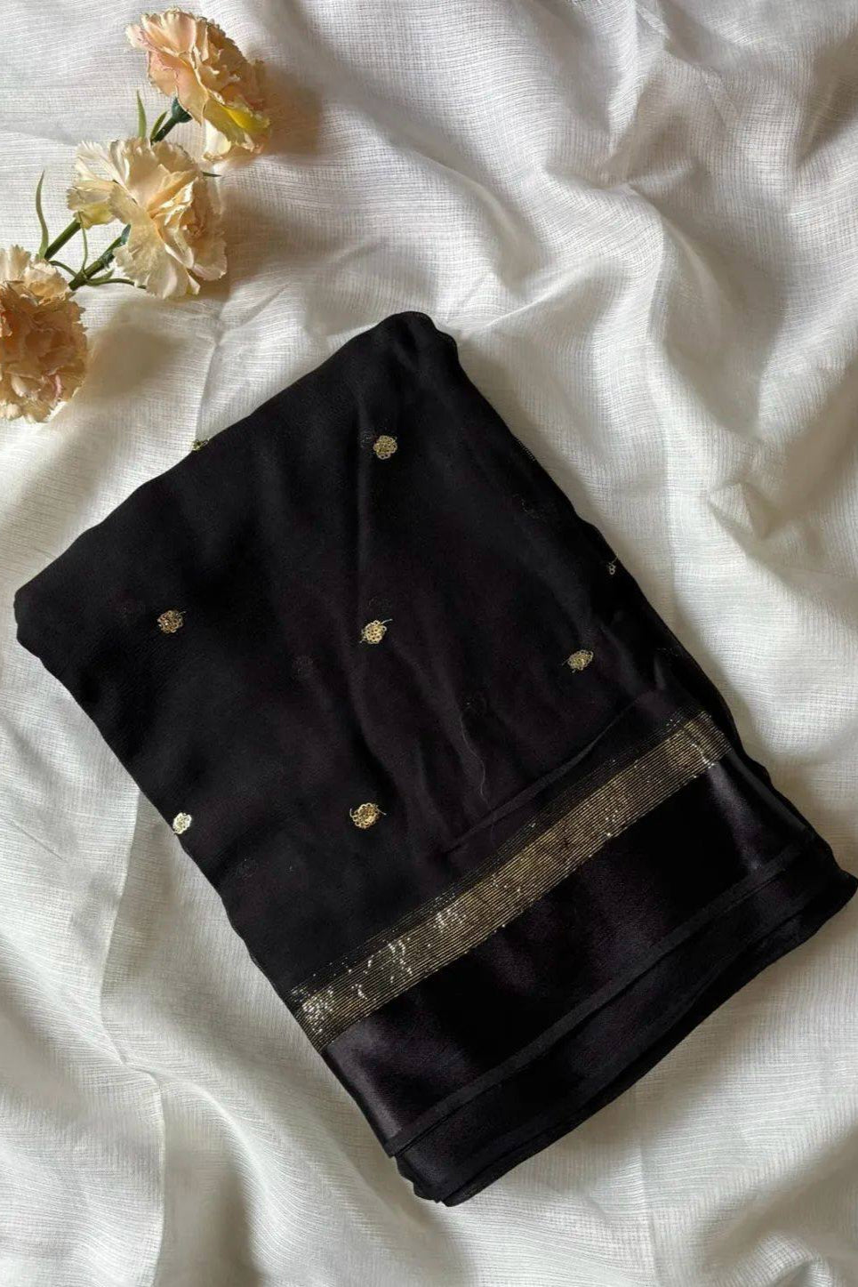 Amazing Chronicles Georgette Black Silk Saree