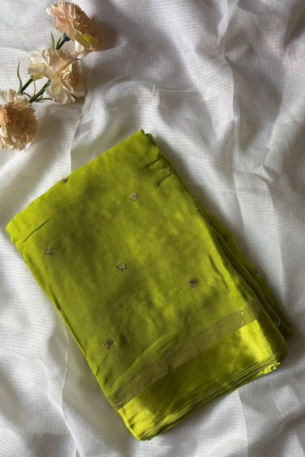 Amazing Chronicles Georgette Silk Green Saree