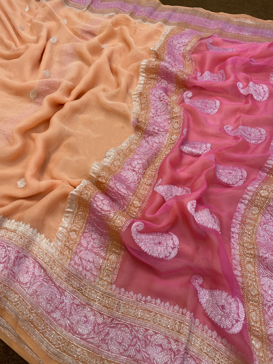 Three Alloy of Khaddi Chiffon Pure Banarasi Saree