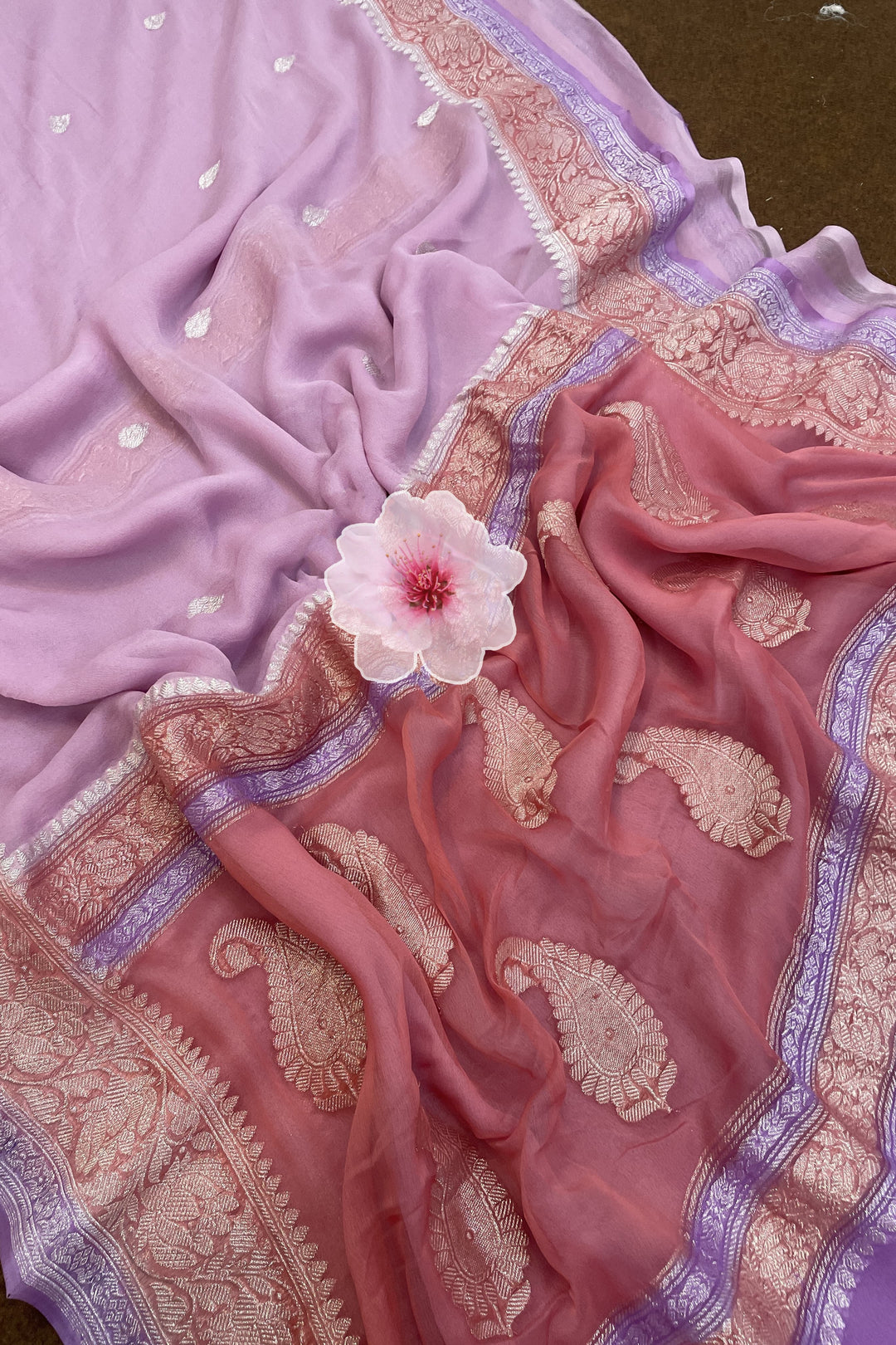 Three Alloy of Khaddi Chiffon Pure Banarasi Saree