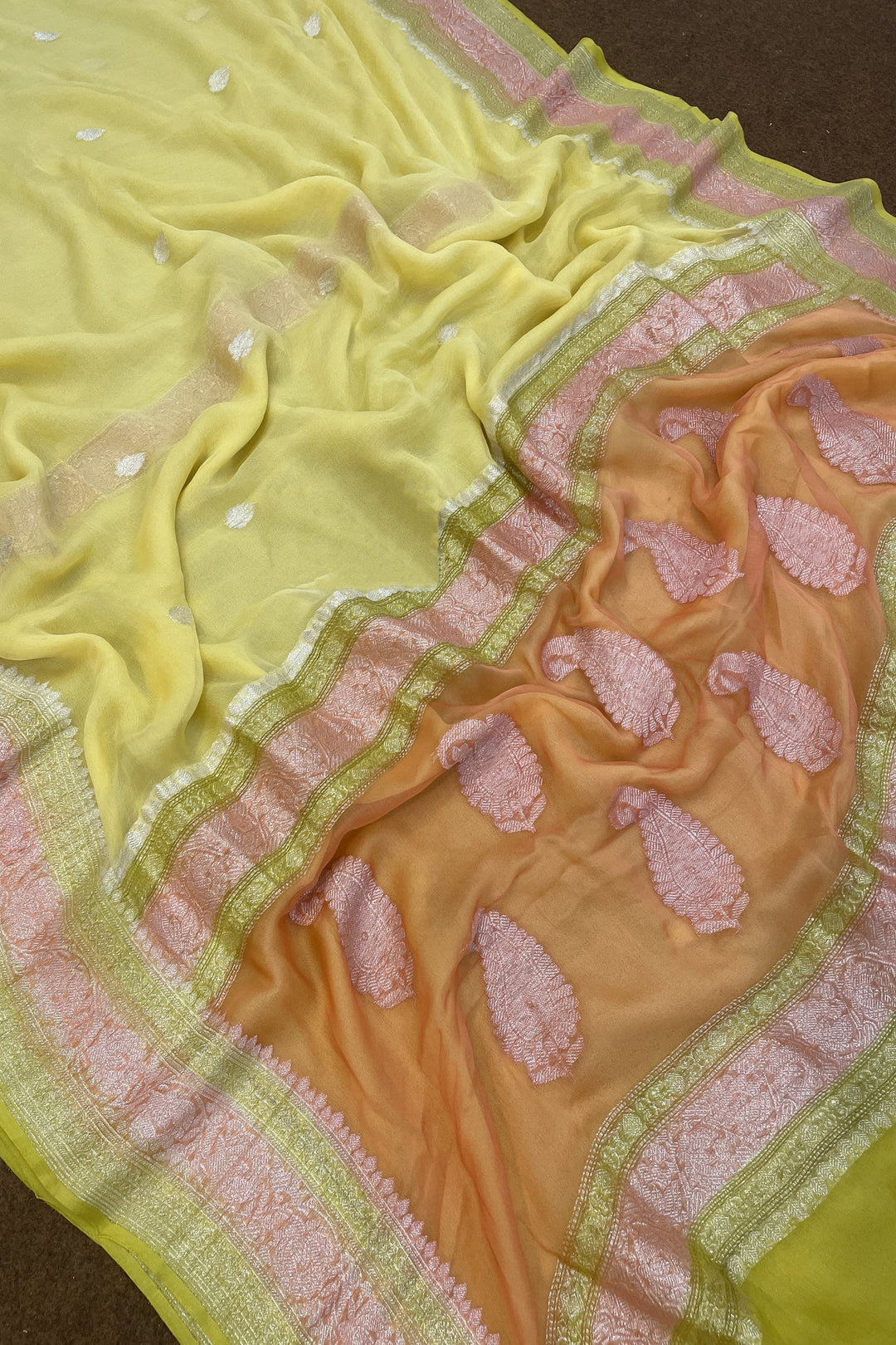 Three Alloy of Khaddi Chiffon Pure Banarasi Saree