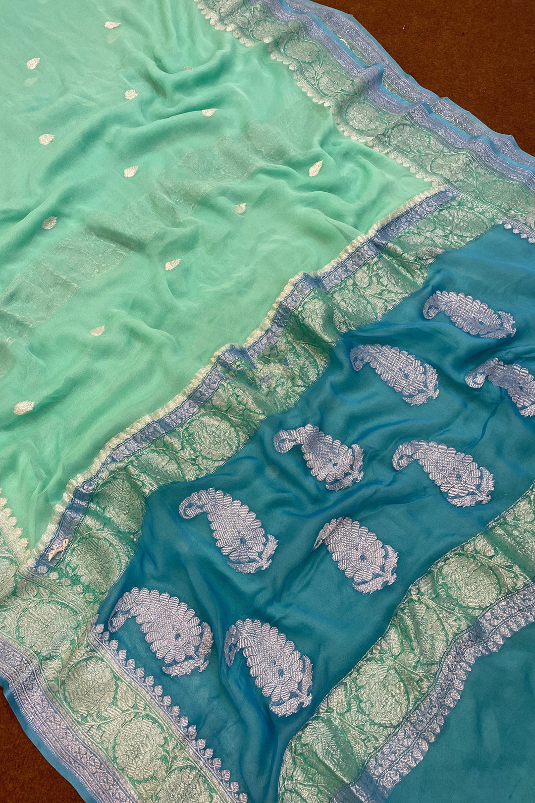 Three Alloy of Khaddi Chiffon Pure Banarasi Saree