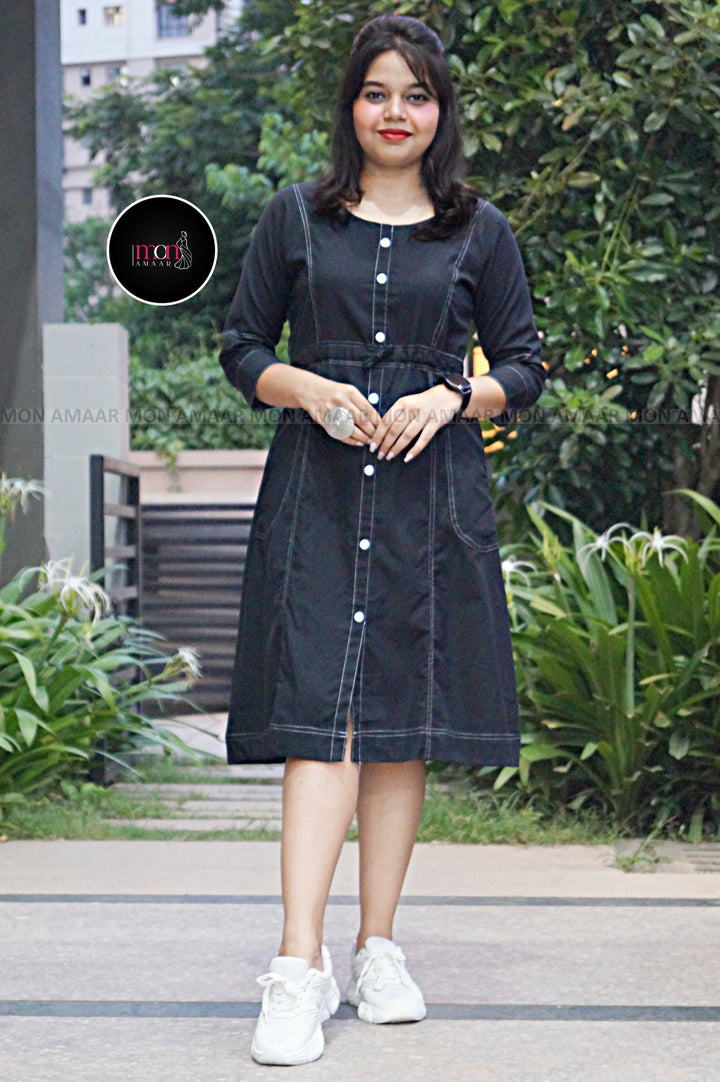 Blessed With- Cotton Dress(Black)