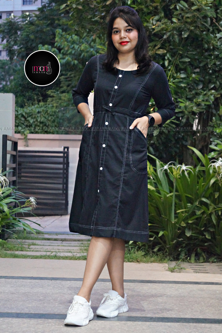 Blessed With- Cotton Dress(Black)