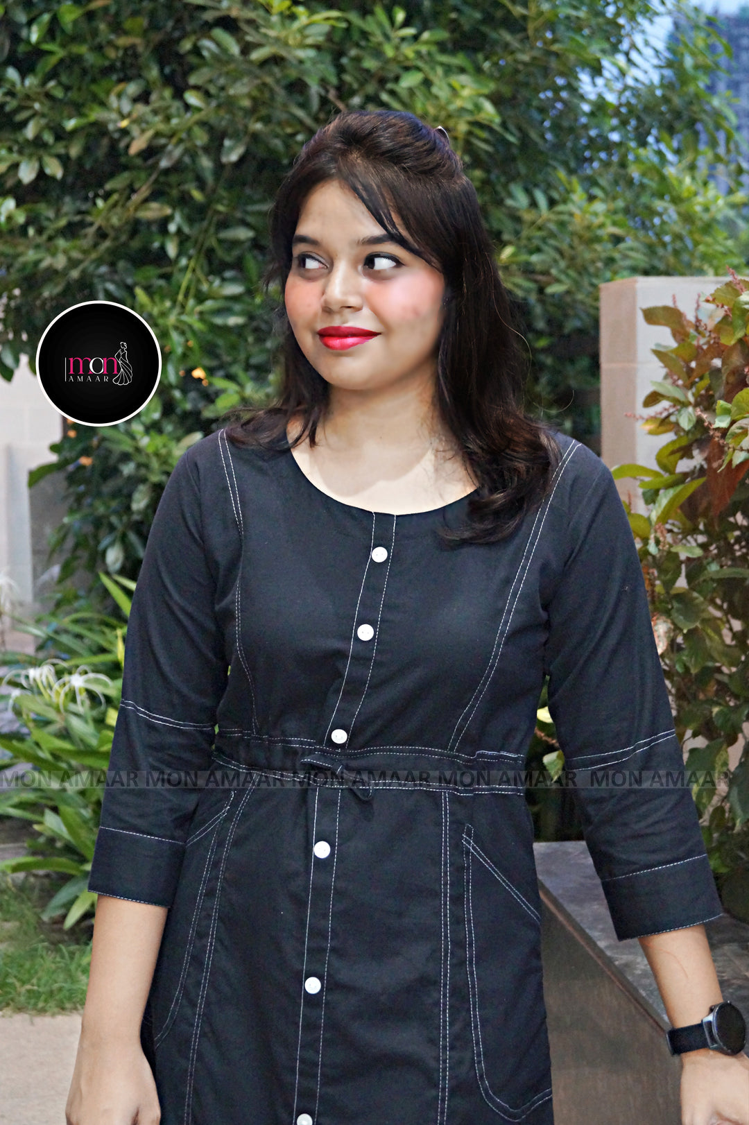 Blessed With- Cotton Dress(Black)