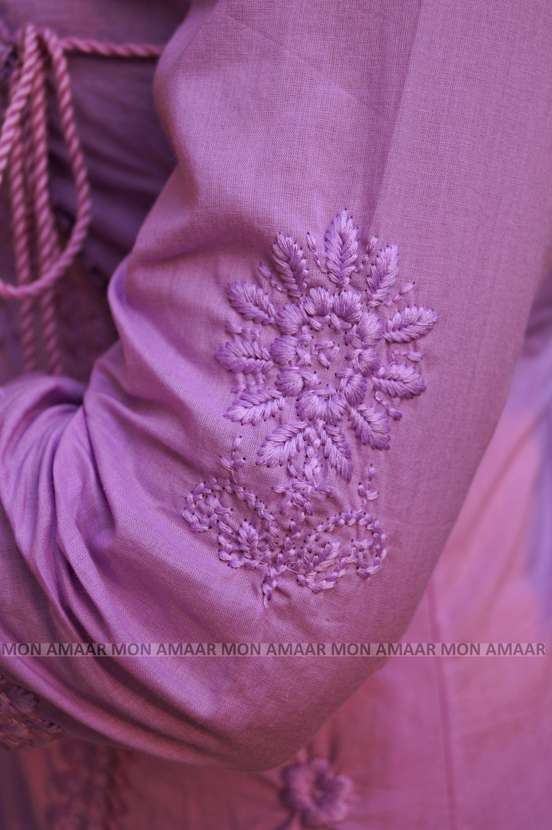 Chikankari Fun - Cotton Kurti Set(Lavender)