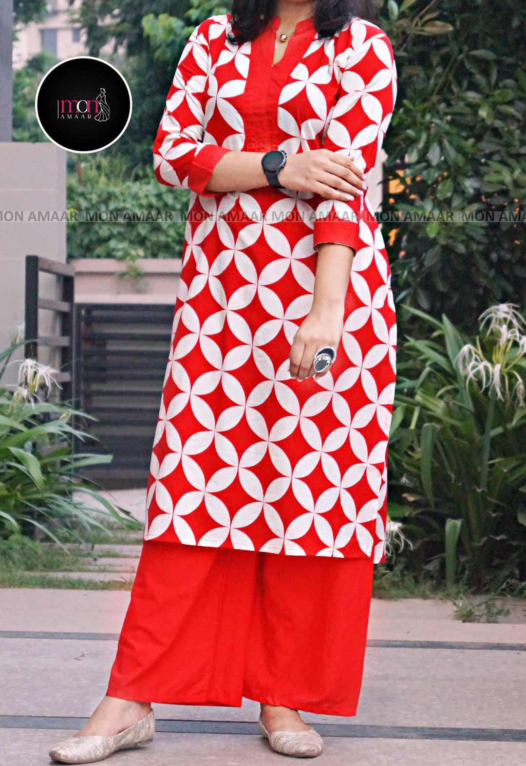 Women In Love- Cotton Coord Set(Red)