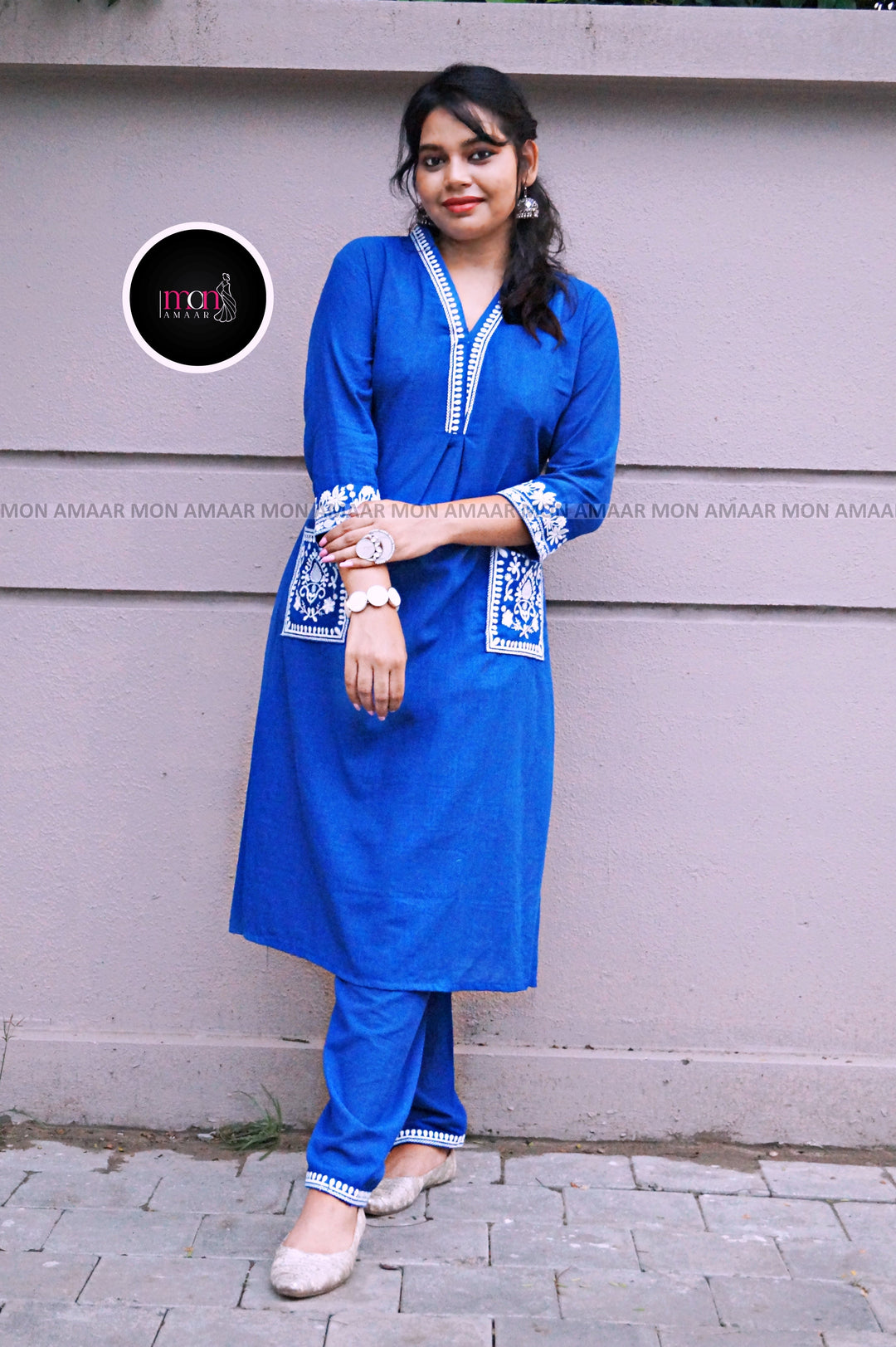 Fashion Of Blue- Cotton Kurti Set