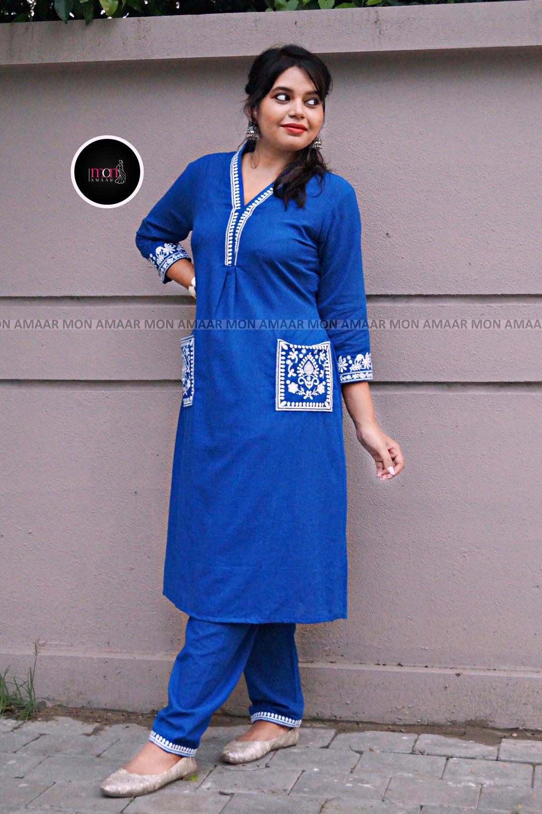 Fashion Of Blue- Cotton Kurti Set
