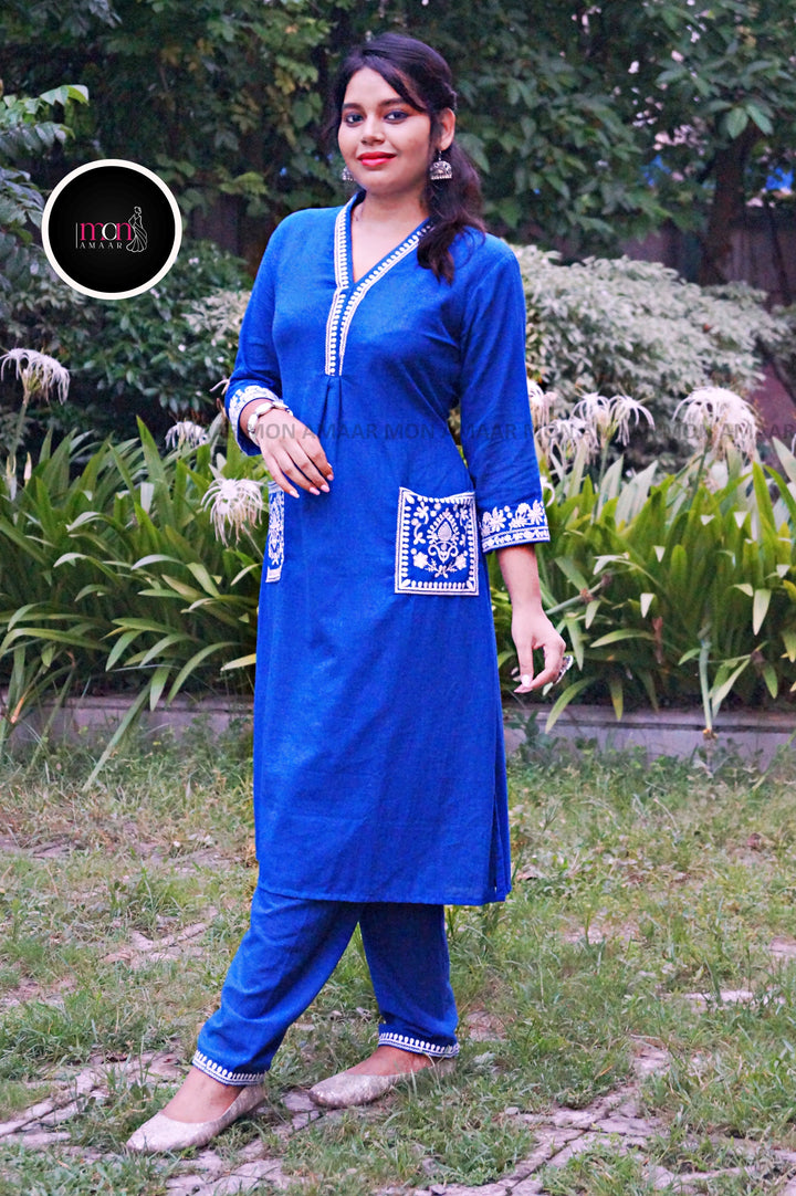 Fashion Of Blue- Cotton Kurti Set