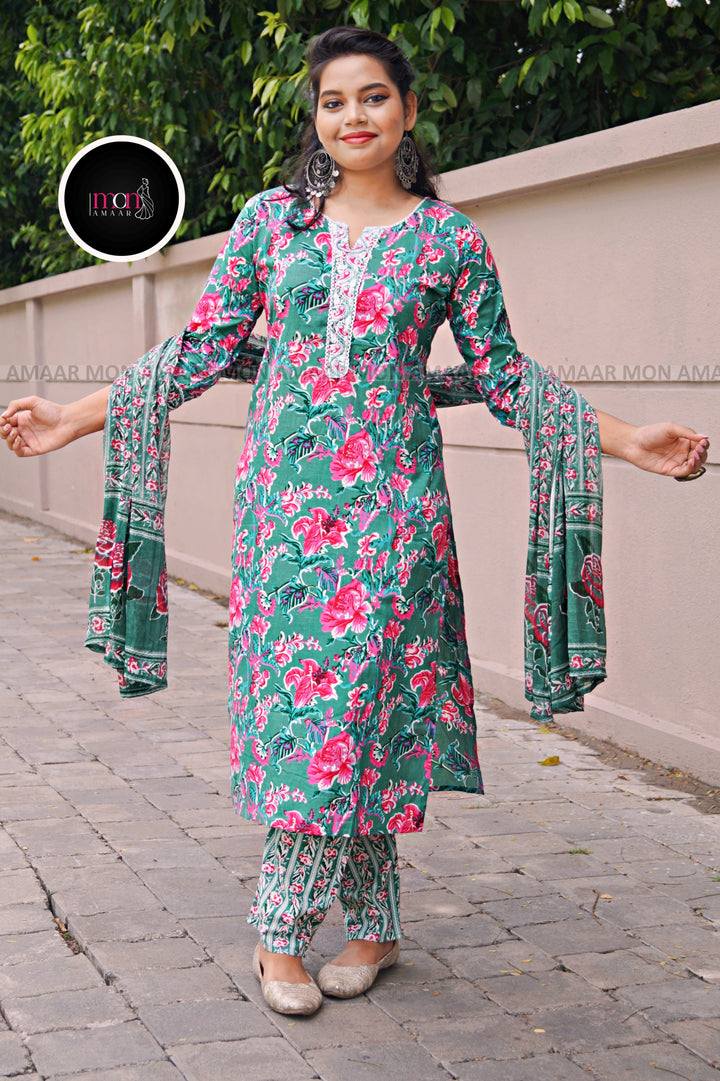 Color Phool - Vibrant Cotton Kurti Set