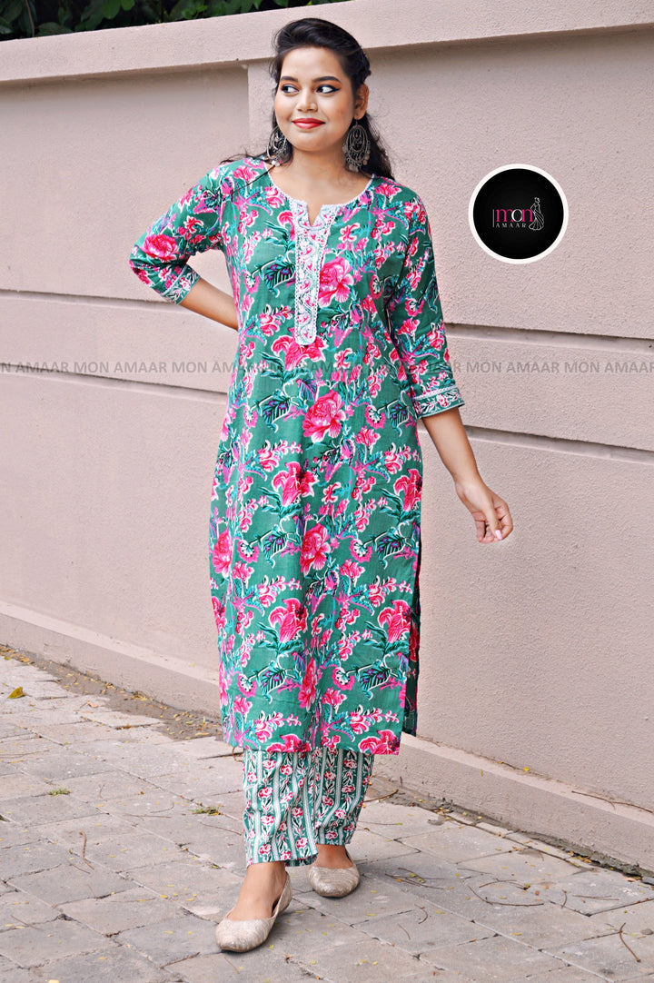 Color Phool - Vibrant Cotton Kurti Set