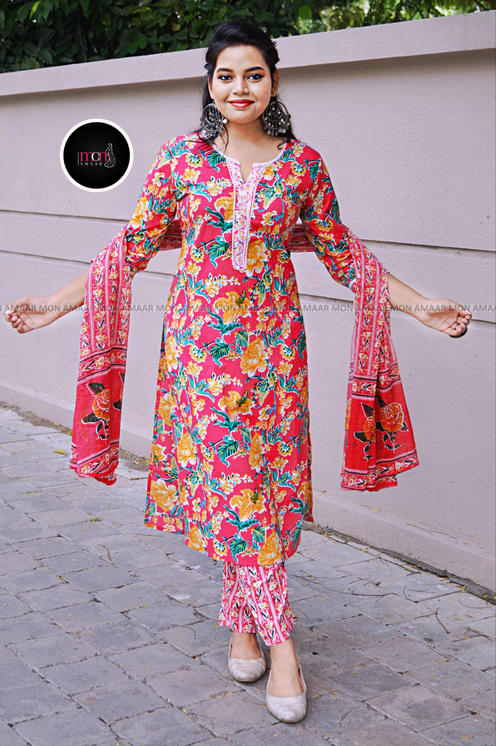 Color Phool - Vibrant Cotton Kurti Set