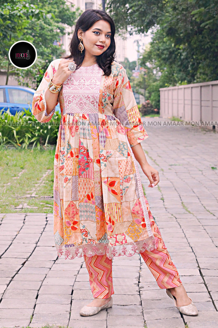 A Floral Bliss- Muslin Kurti Set