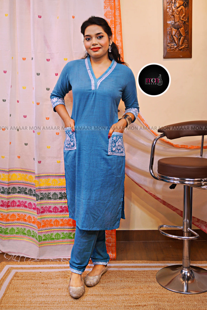 Cloud Whisper - Cotton Kurti Set