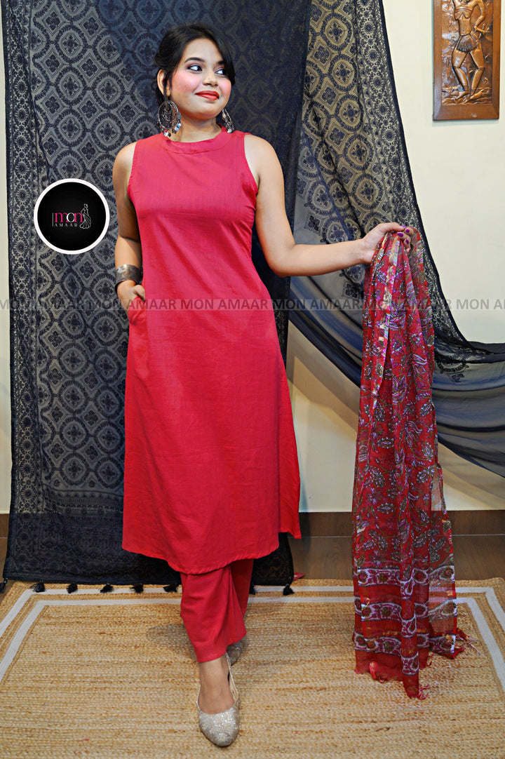 Blushing Garden-  Cotton Kurti Set