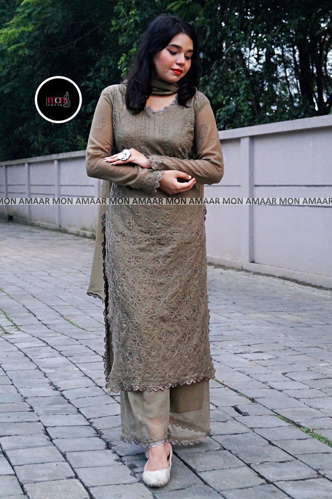 Falling In Love- Georgette Kurti Set