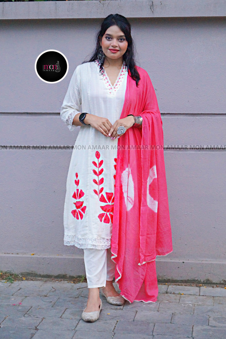 White Wings- Cotton Kurti Set