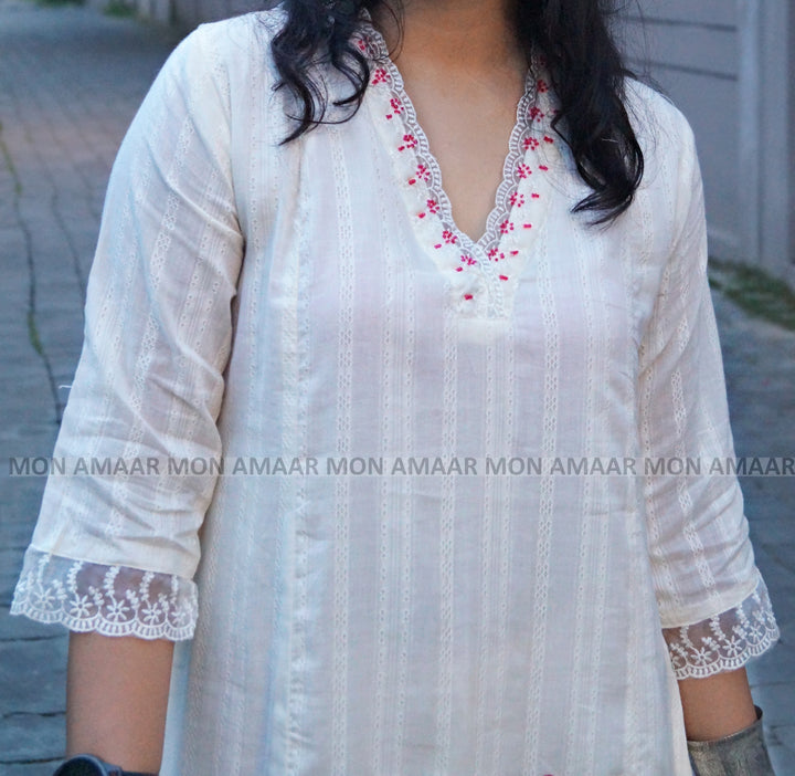White Wings- Cotton Kurti Set