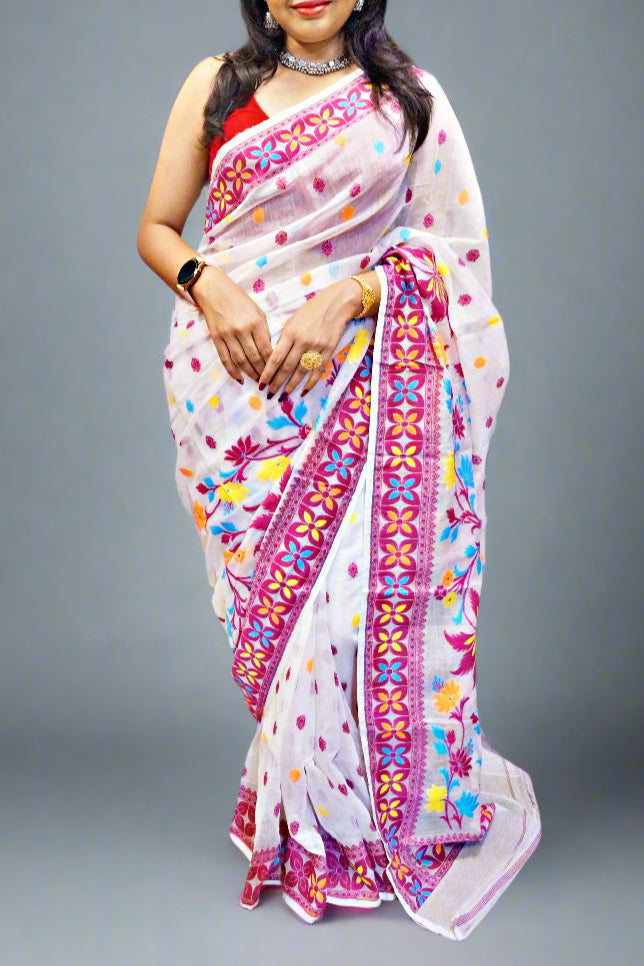 Bengal Blossom -Dhakai Jamdani Saree
