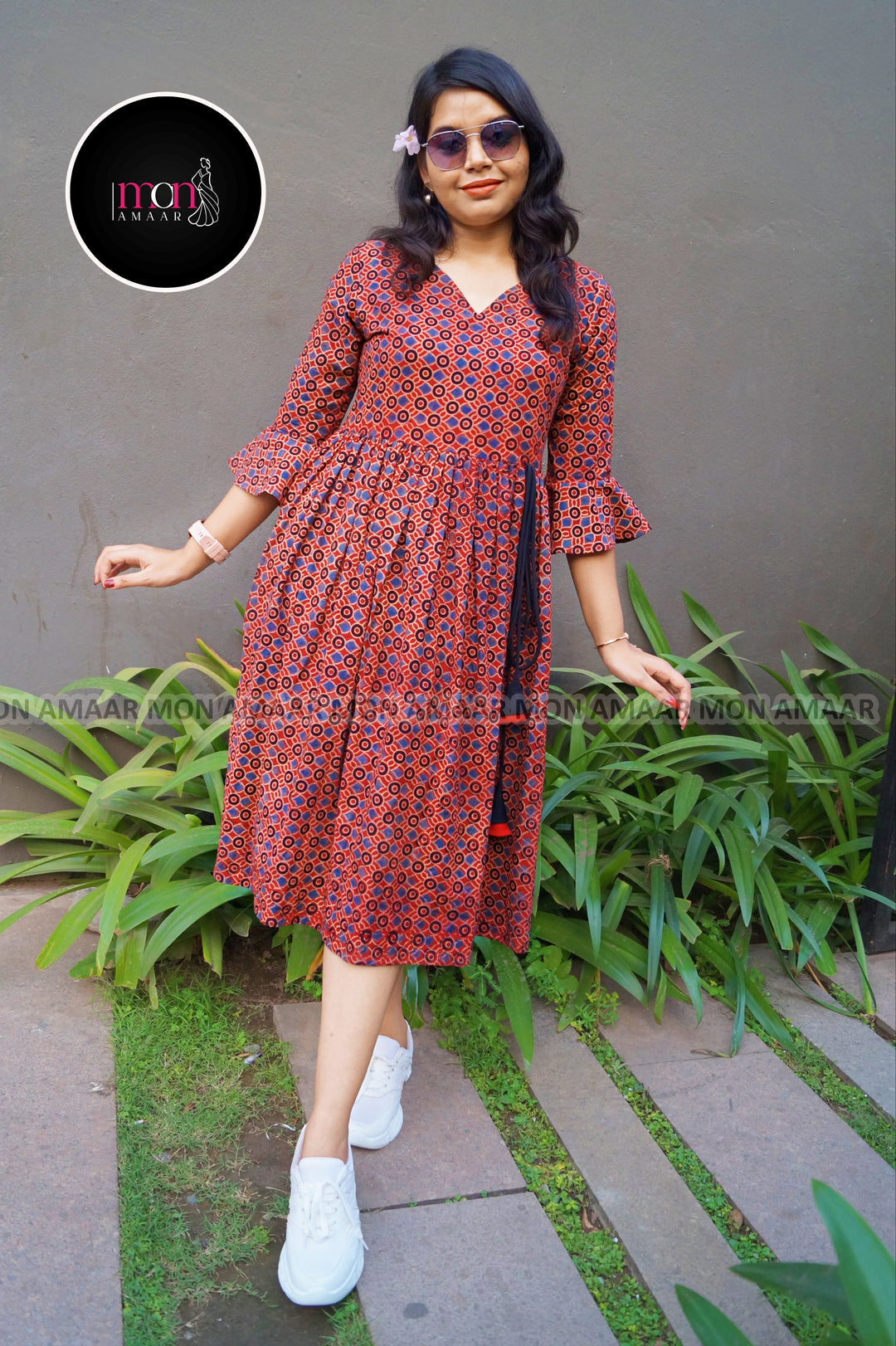 Ajrakh Jadu- Pure Handblock Handloom Long Cotton Dress