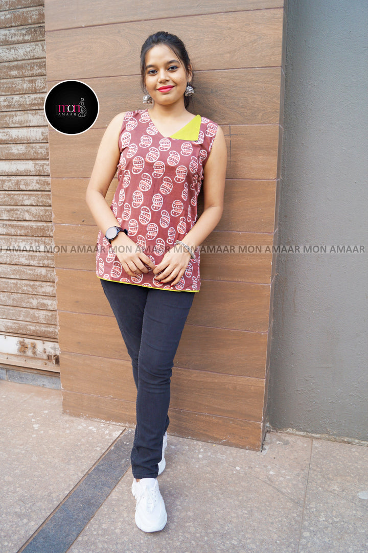 Smartness freak -Sustainable Bagru Print Ethnic Top