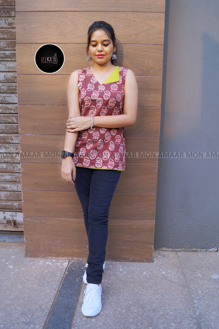 Smartness freak -Sustainable Bagru Print Ethnic Top