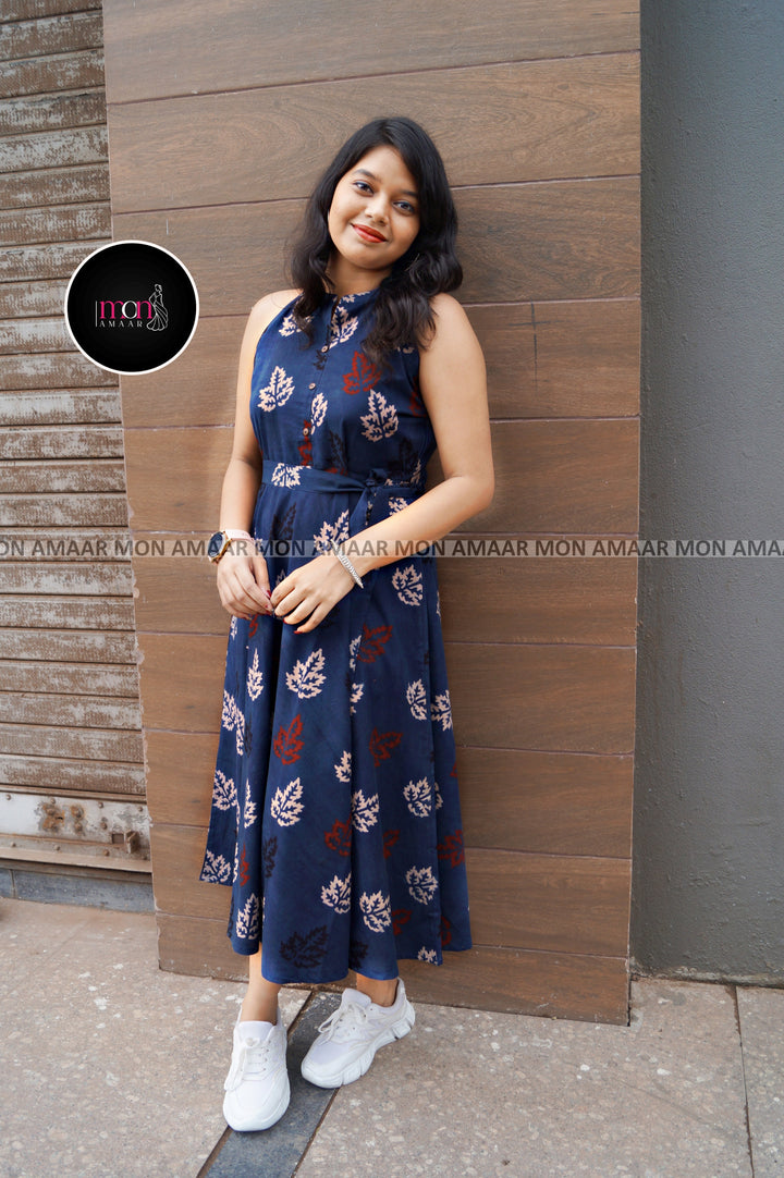 Halter Neck Sustainable Long Handloom Dress