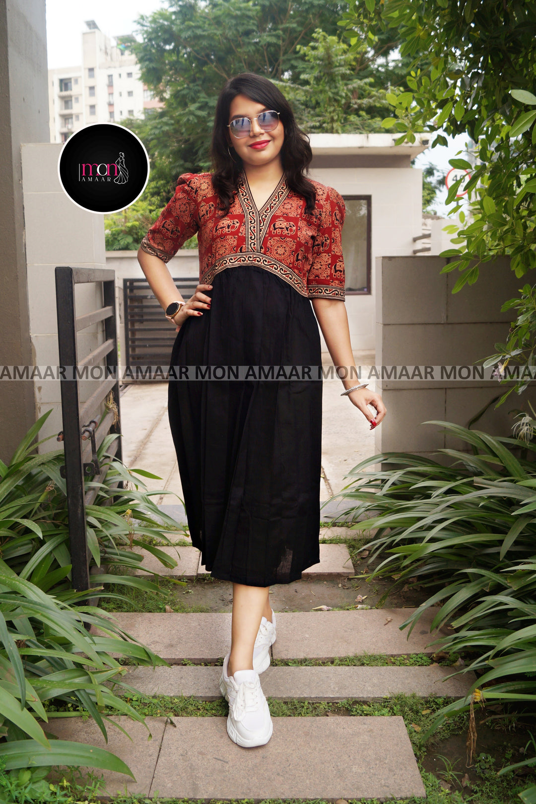 Kalpanik Ajrakh-Alia Cut Sustainable Handloom Dress