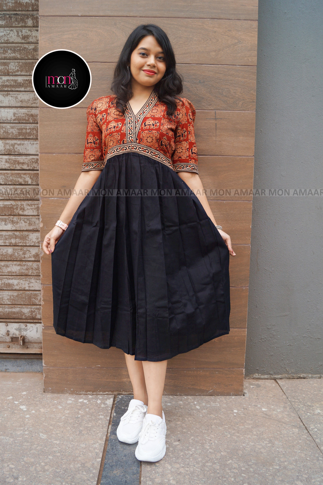 Kalpanik Ajrakh-Alia Cut Sustainable Handloom Dress