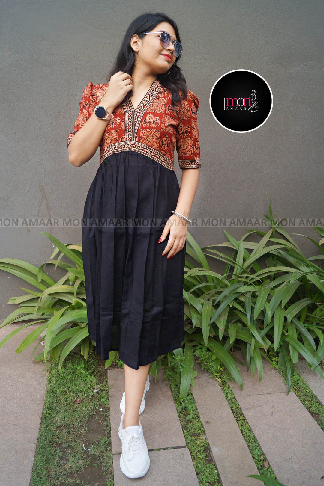 Kalpanik Ajrakh-Alia Cut Sustainable Handloom Dress