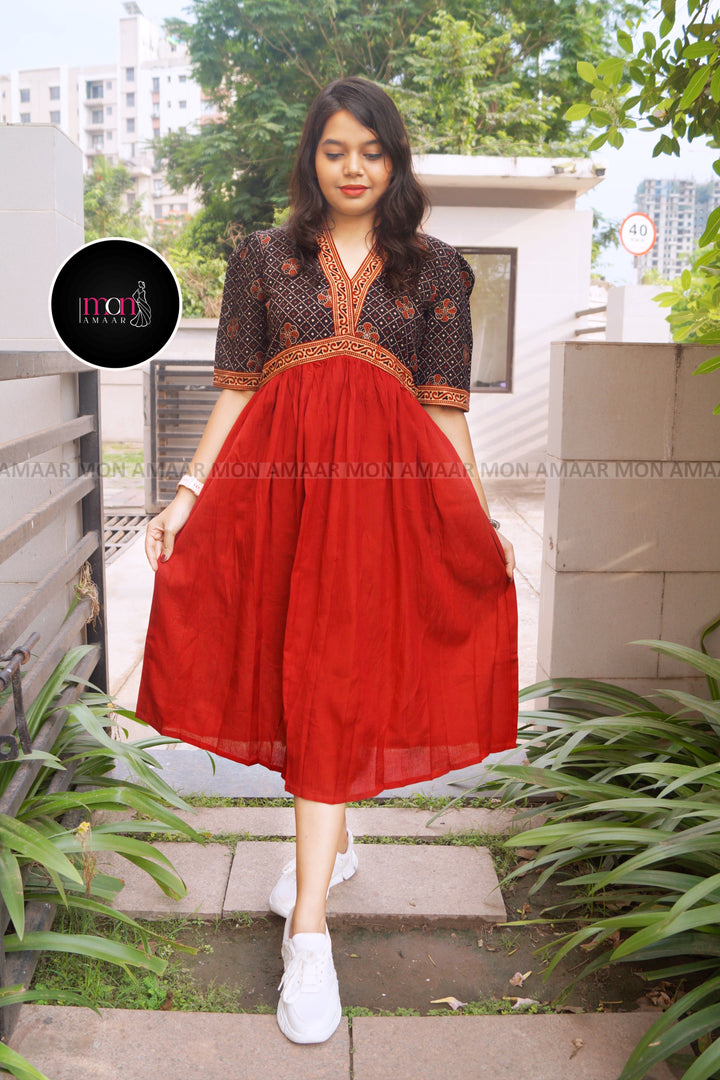 Kalpanik Ajrakh-Alia Cut Sustainable Handloom Dress