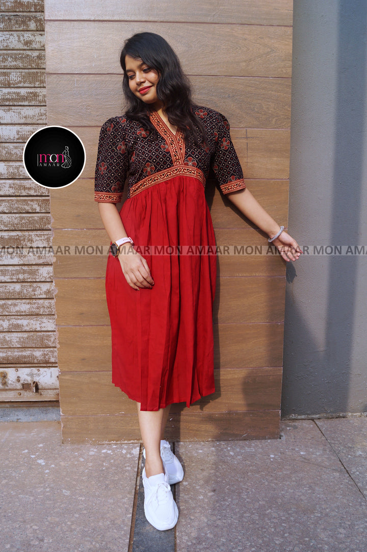 Kalpanik Ajrakh-Alia Cut Sustainable Handloom Dress