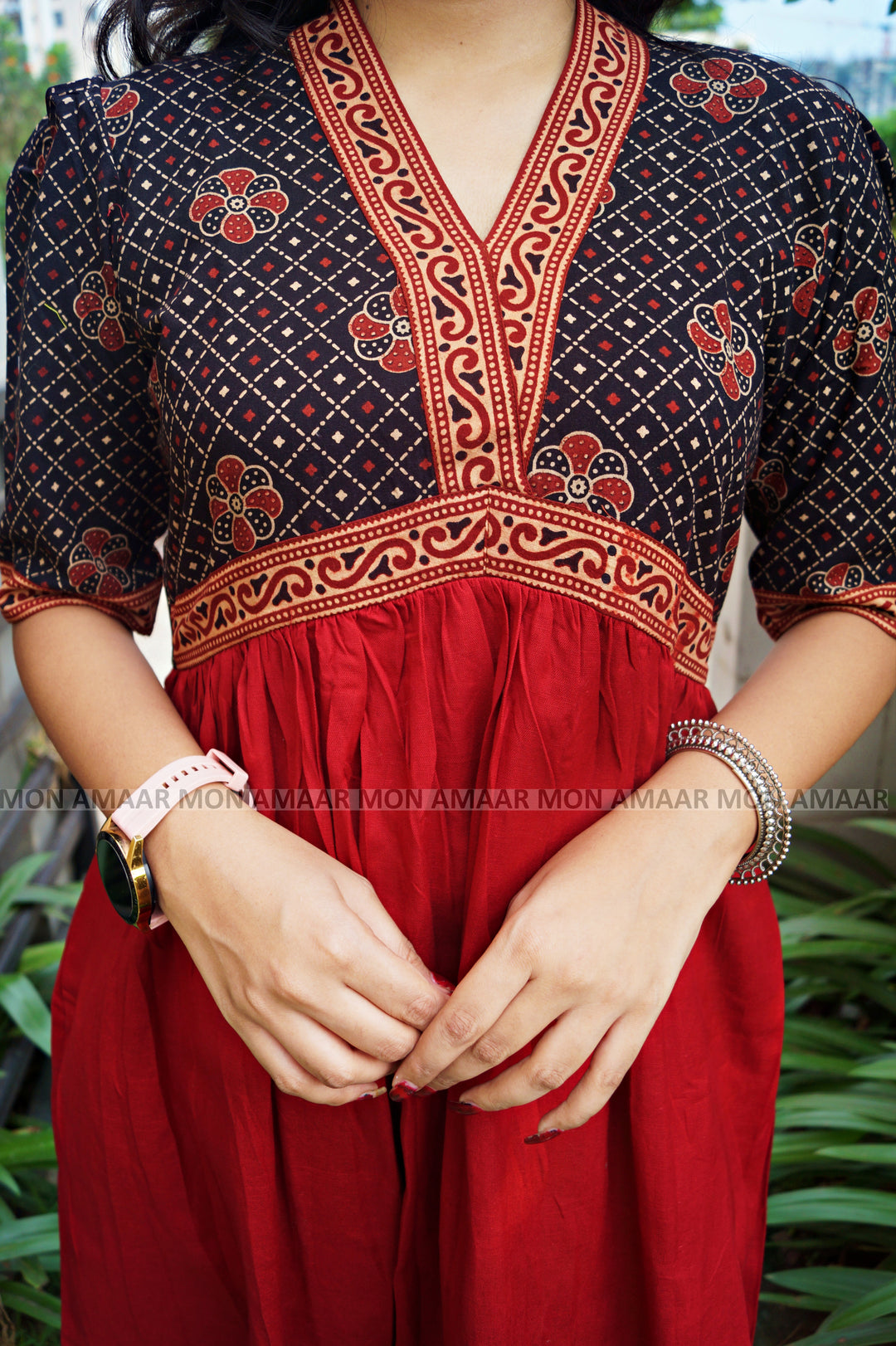 Kalpanik Ajrakh-Alia Cut Sustainable Handloom Dress