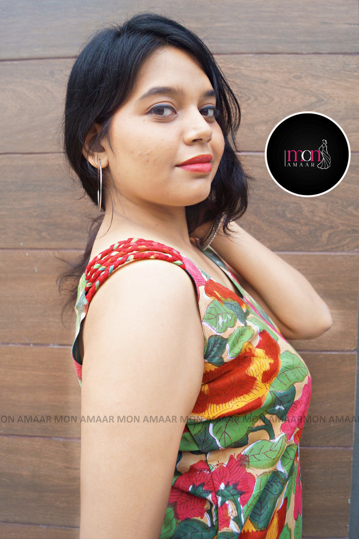 Noir Nova - Rapid Printied  Pure Sustainable  Kurti (With Braided Strap)