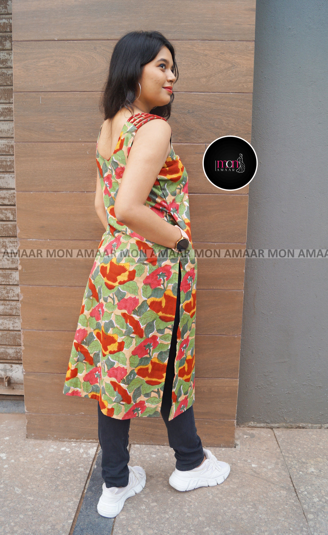 Noir Nova - Rapid Printied  Pure Sustainable  Kurti (With Braided Strap)