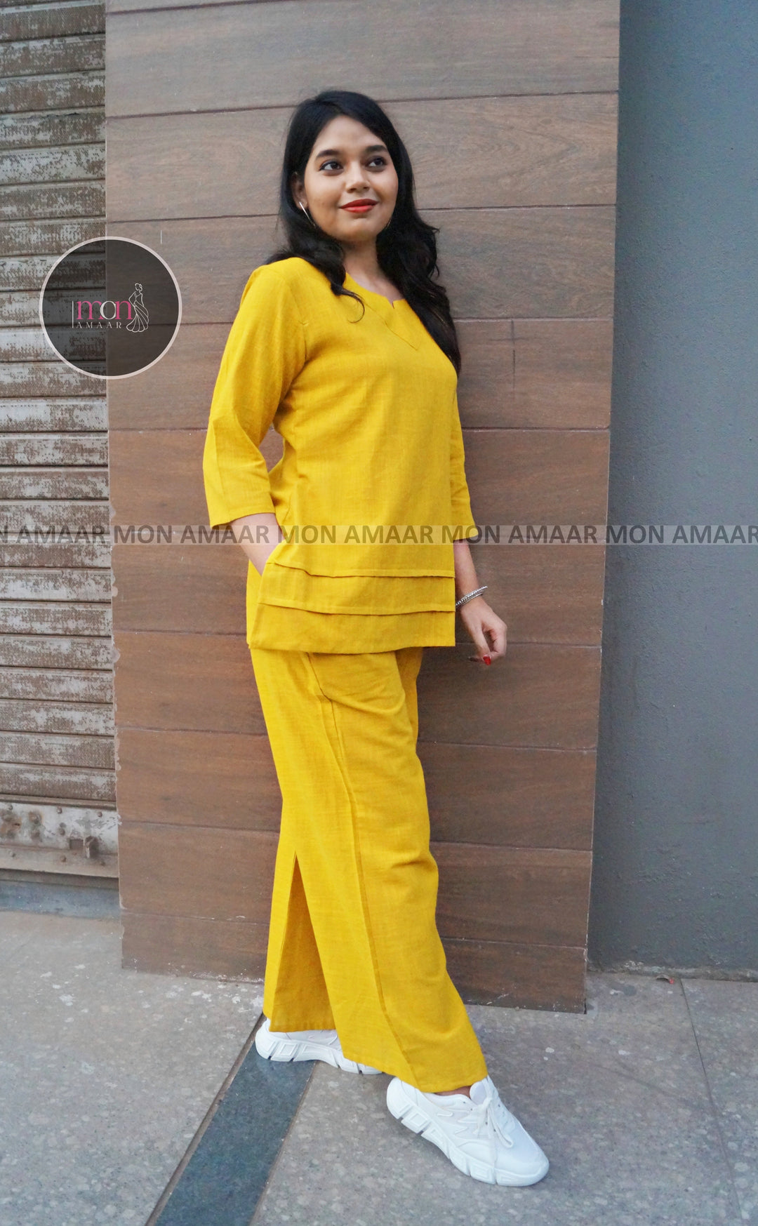Knot The Dot Yellow Cotton Co-Ord Set